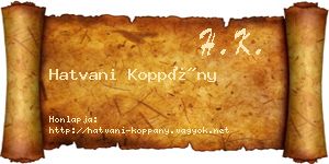 Hatvani Koppány névjegykártya